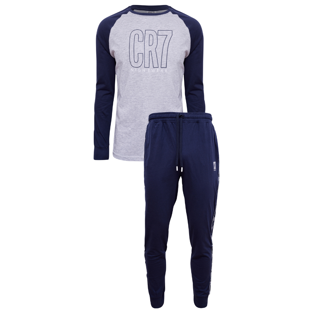 CR7 Pyjama Men Grey Blue – official CR7 underwear Europe mycr7.eu