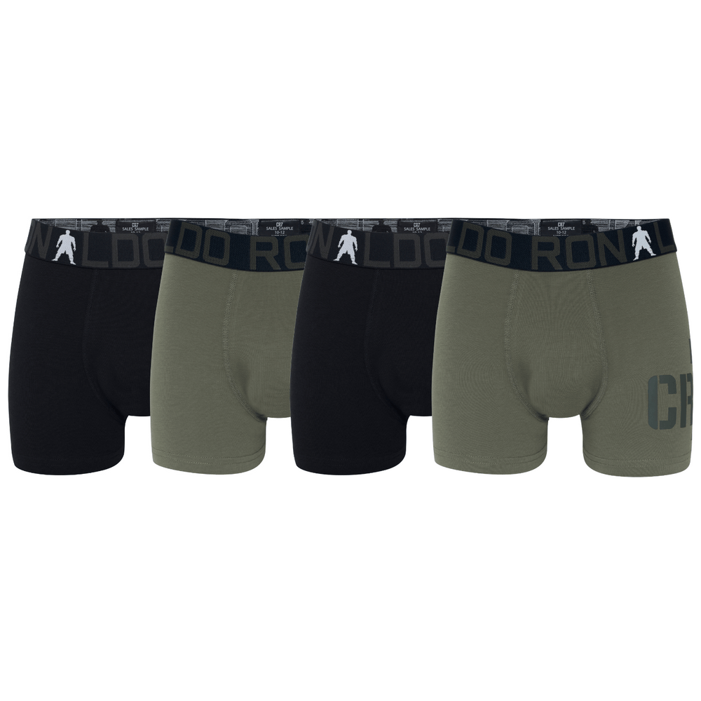 CR7 Trunks 4 Pack Bamboo Boys Black Khaki – official CR7 underwear Europe mycr7.eu
