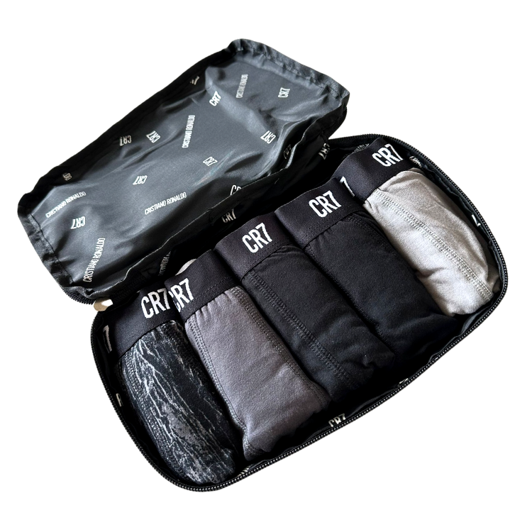 CR7 Trunks - 5 Pack Fashion Men + Travel Bag (dark mix) (S/XL)
