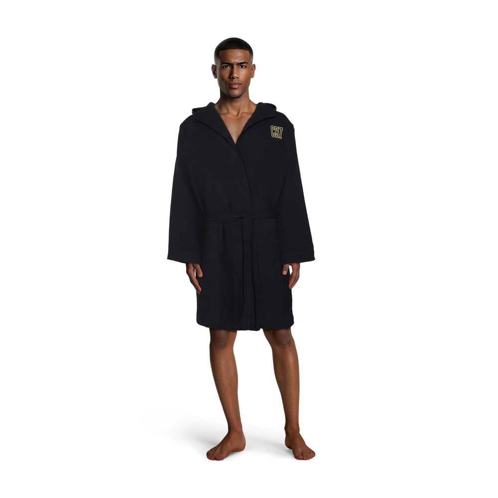 CR7 Bathrobe Men Waffle Black – official CR7 underwear Europe mycr7.eu