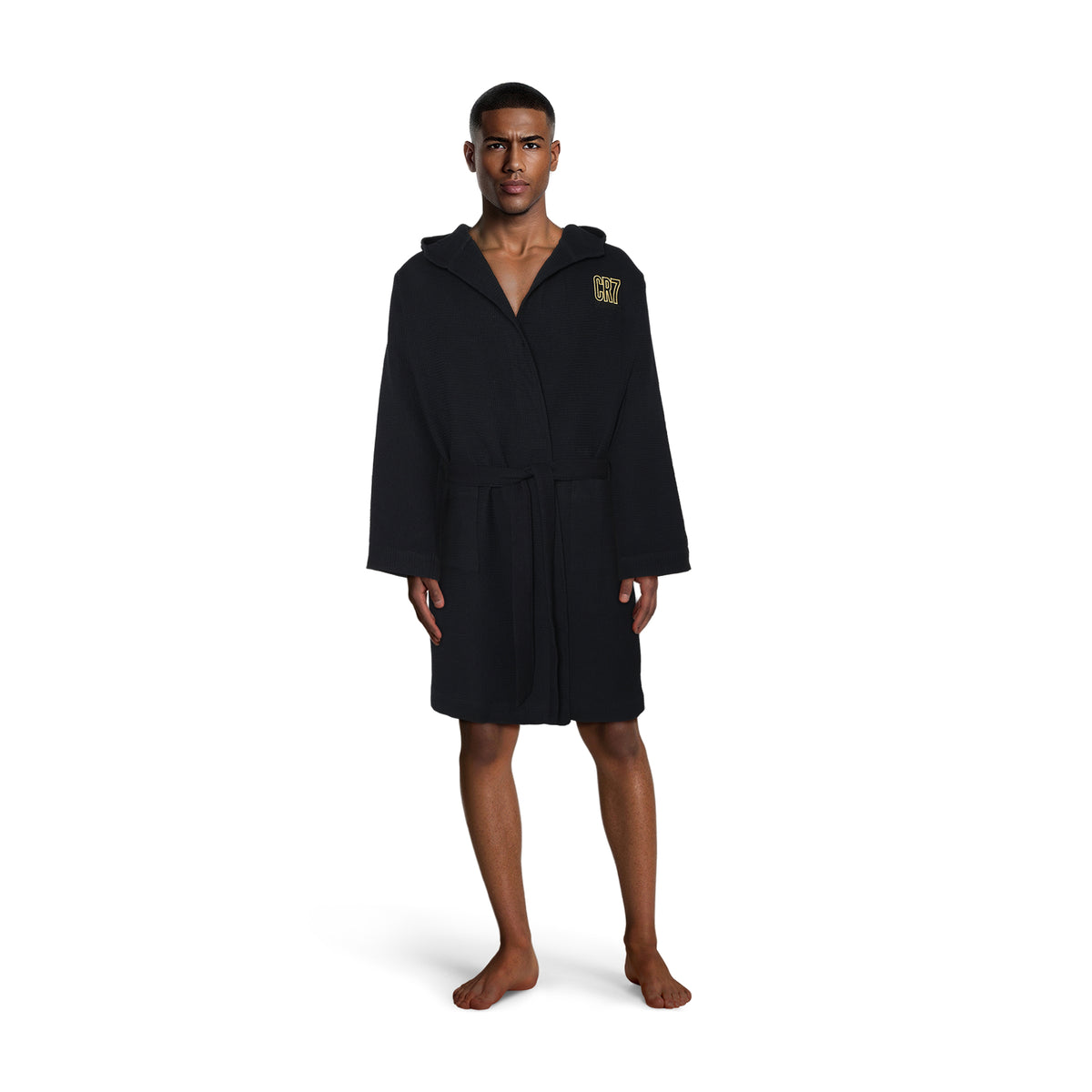 CR7 Bathrobe Men Waffle Black – official CR7 underwear Europe mycr7.eu