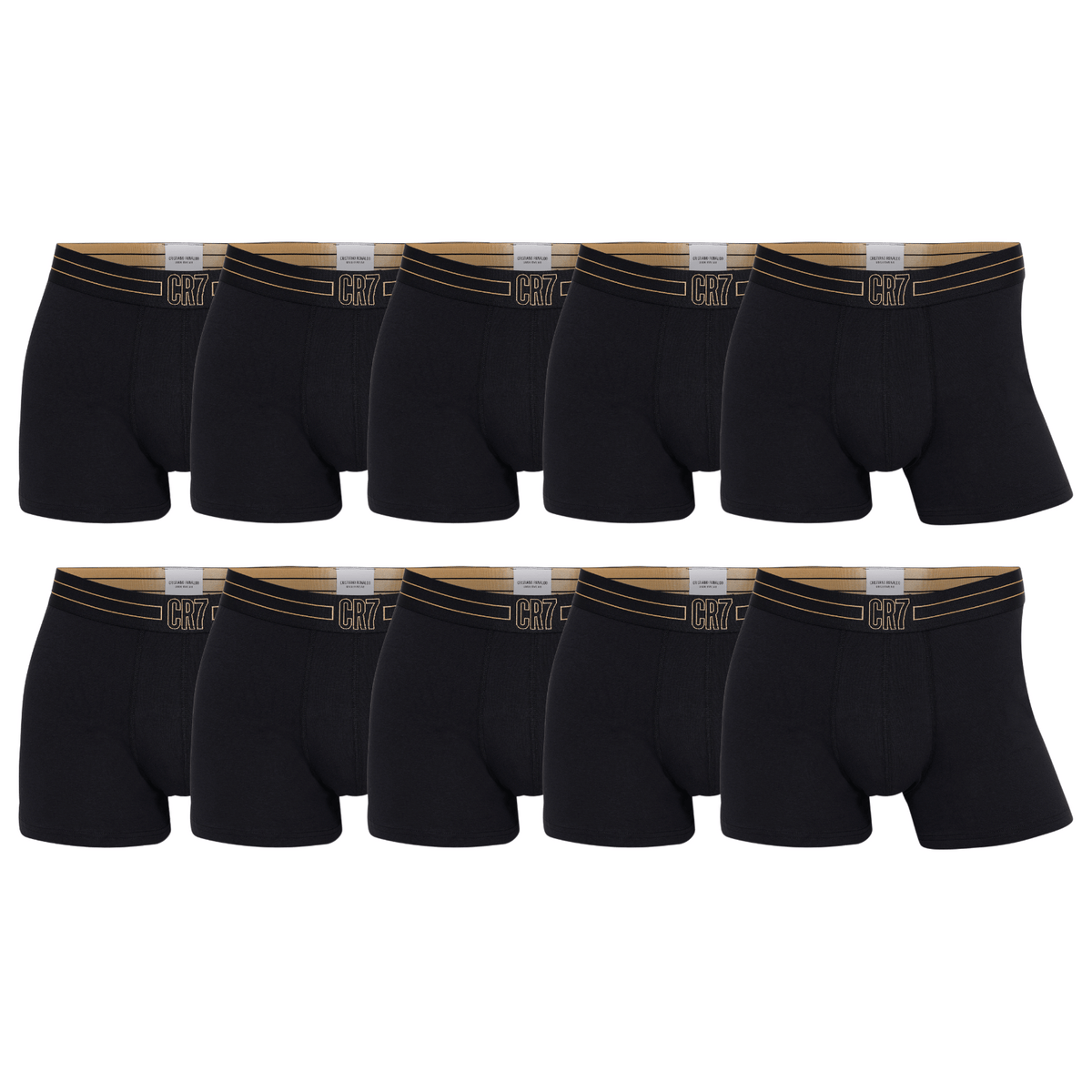 CR7 Trunks 10 Pack Men Black Gold Waist Band – official CR7 underwear Europe mycr7.eu