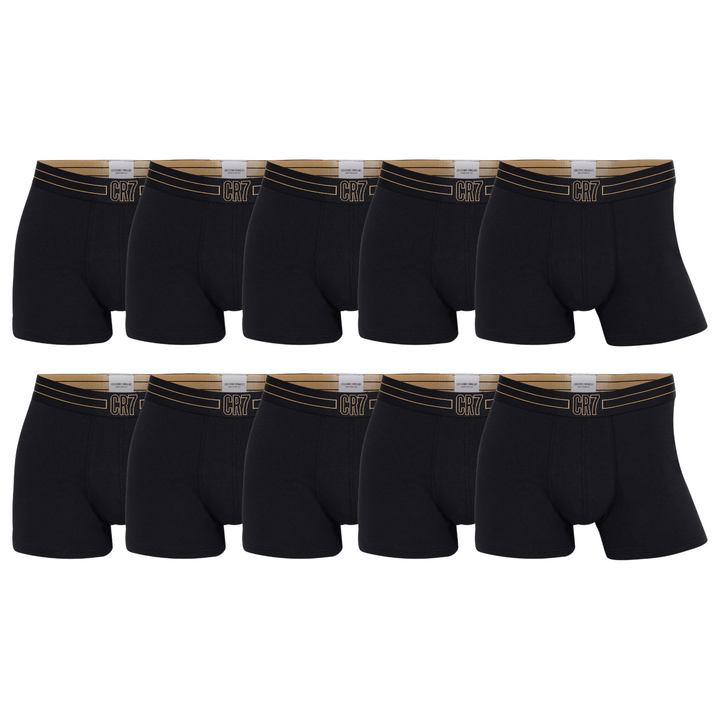 CR7 Trunks 10 Pack Men Black Gold Waist Band – official CR7 underwear Europe mycr7.eu