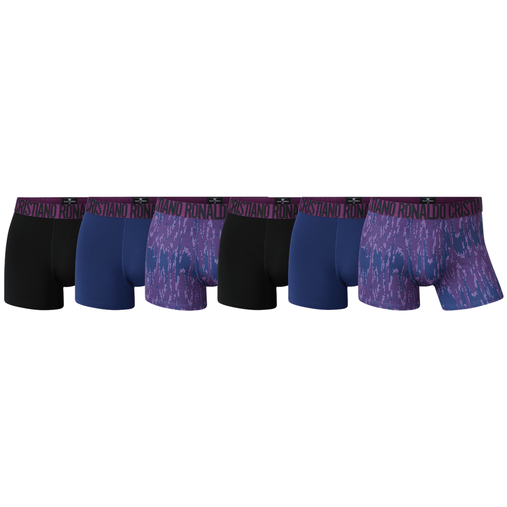 CR7 Trunks 6 Pack Men Microfiber Purple Waist Band Mix – official CR7 underwear Europe mycr7.eu