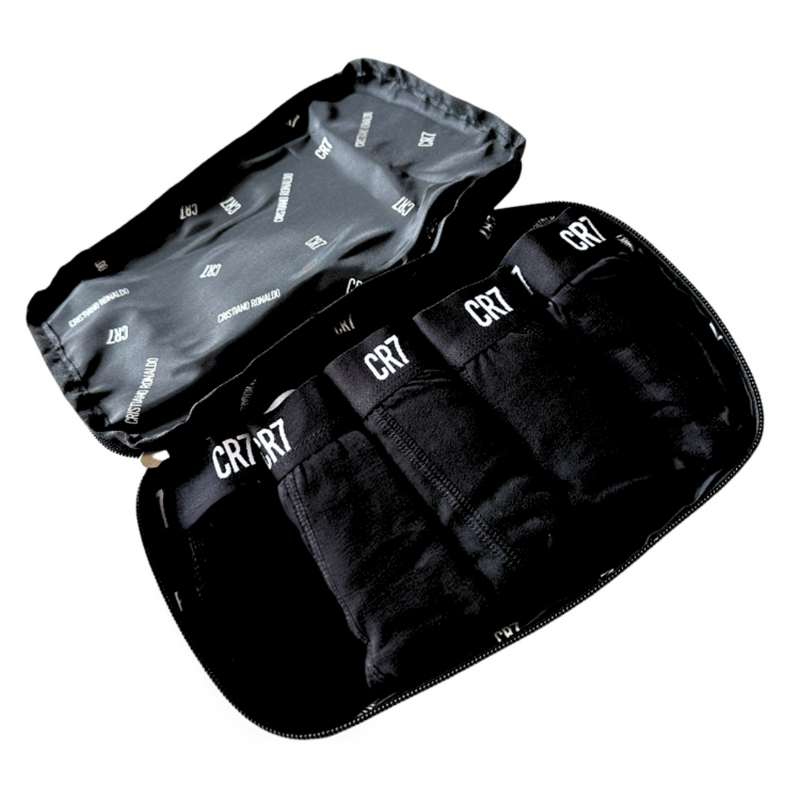CR7 Trunks - 5 Pack Men + Travel Bag (black)