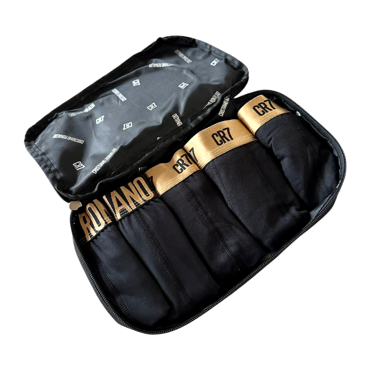 CR7 Trunks - 5 Pack Fashion Men + Travel Bag (gold)