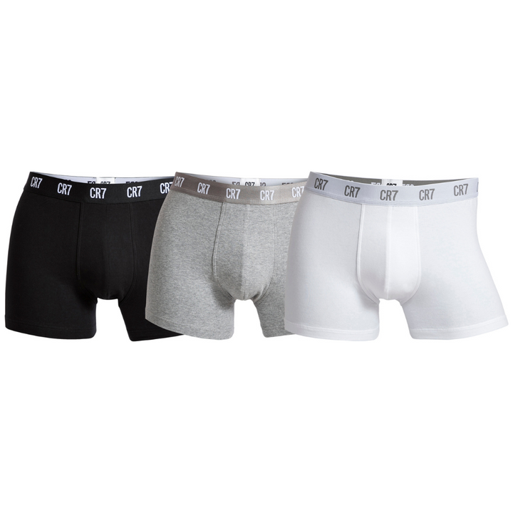 CR7 Trunks 3 Pack Men Black White Grey – official CR7 underwear Europe mycr7.eu