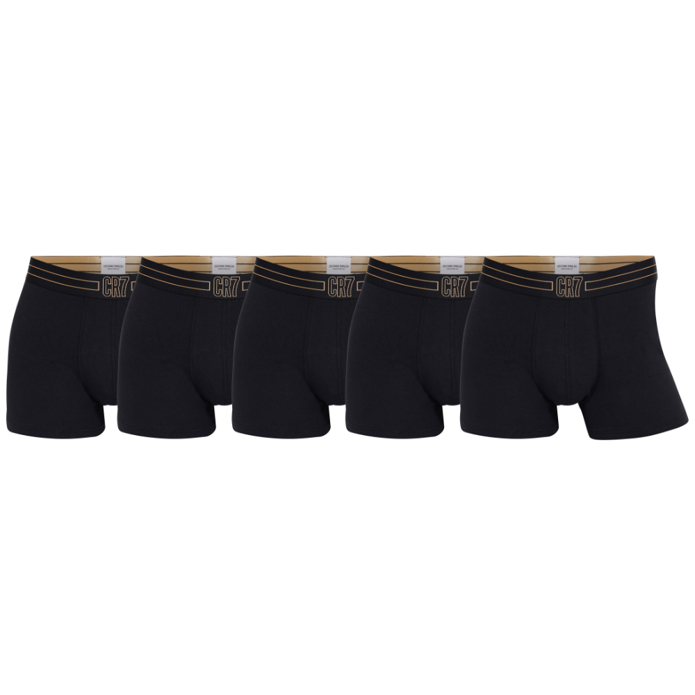 CR7 Trunks 5 Pack Men Black Gold Waist Band – official CR7 underwear Europe mycr7.eu
