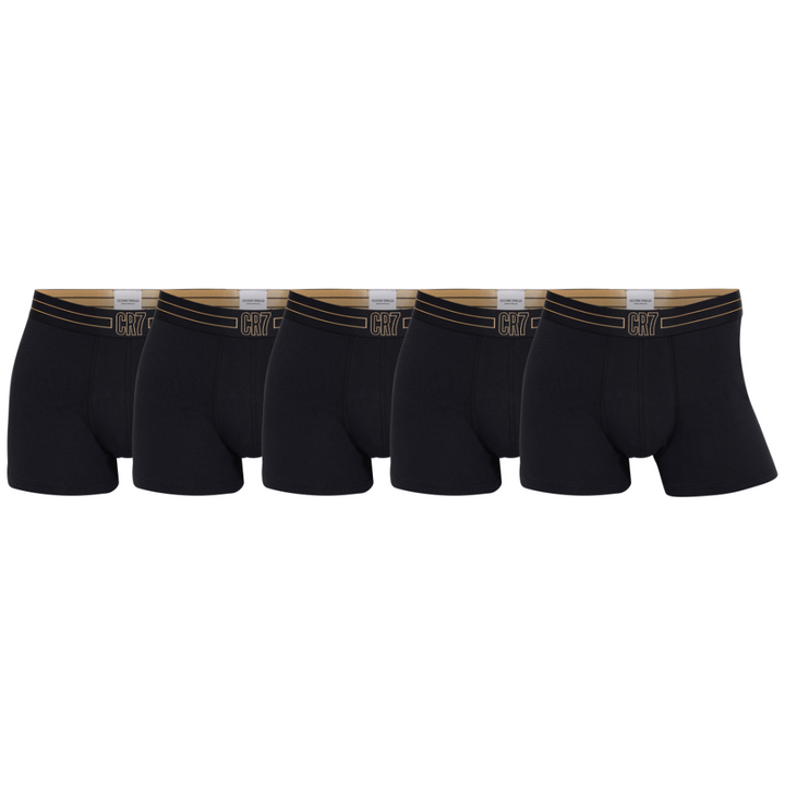 CR7 Trunks 5 Pack Men Black Gold Waist Band – official CR7 underwear Europe mycr7.eu