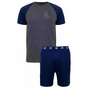 CR7 Pyjama Short Men Grey Dark Blue – official CR7 underwear Europe mycr7.eu