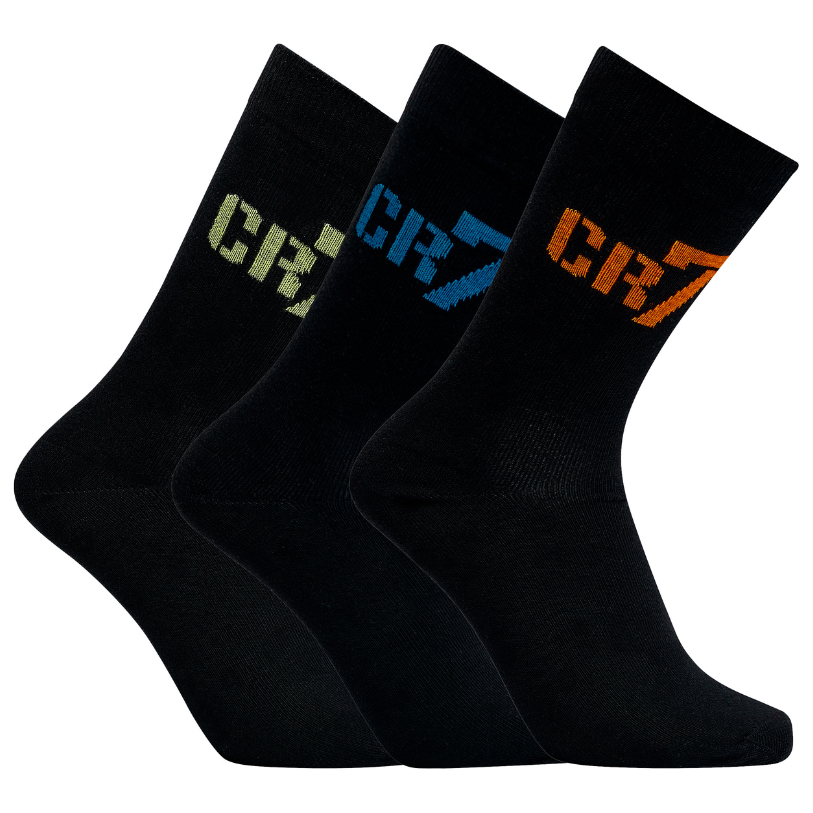 CR7 Socks 3 Pack Boys Black – official CR7 underwear Europe mycr7.eu