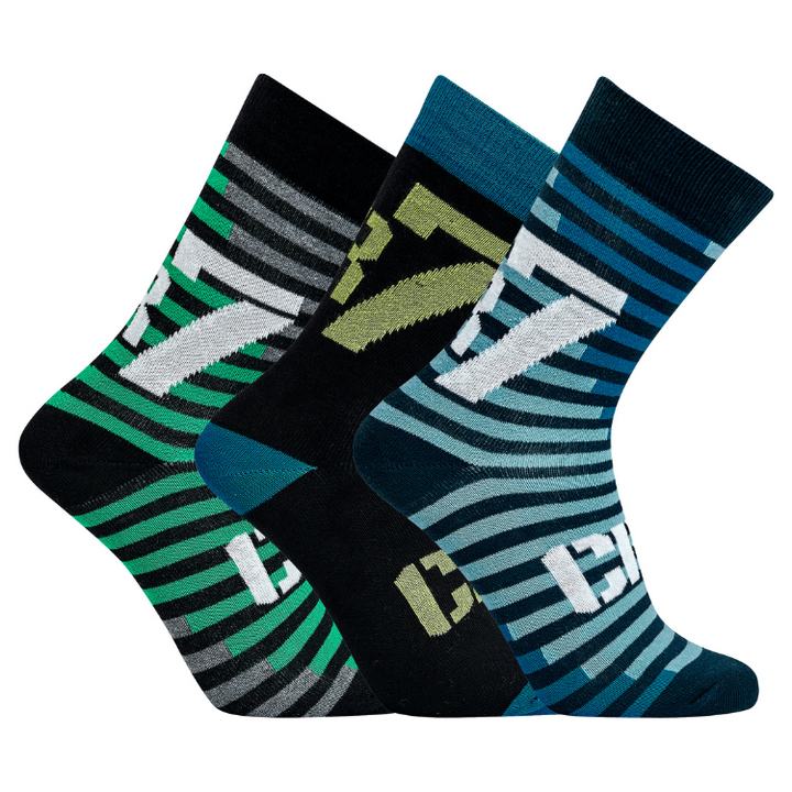 CR7 Socks 3 Pack Boys Big Stripes Mix – official CR7 underwear Europe mycr7.eu