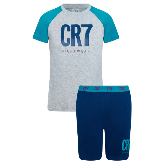 CR7 Pyjama Short Boys Grey Blue – official CR7 underwear Europe mycr7.eu