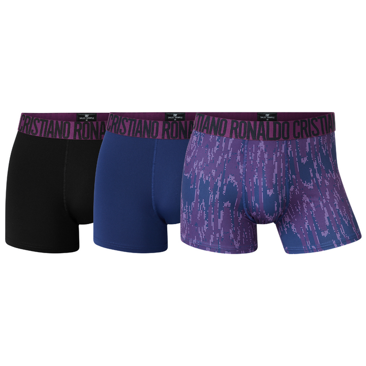 CR7 Trunks 3 Pack Men Microfiber Purple Waist Band Mix – official CR7 underwear Europe mycr7.eu