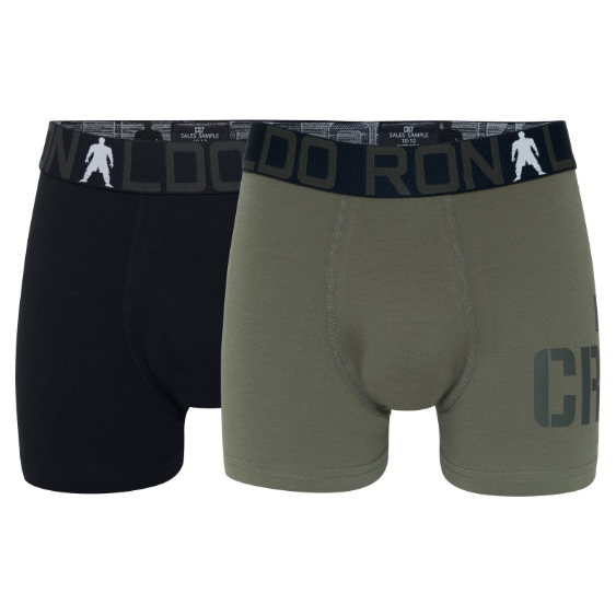 CR7 Trunks 2 Pack Bamboo Boys Black Khaki – official CR7 underwear Europe mycr7.eu