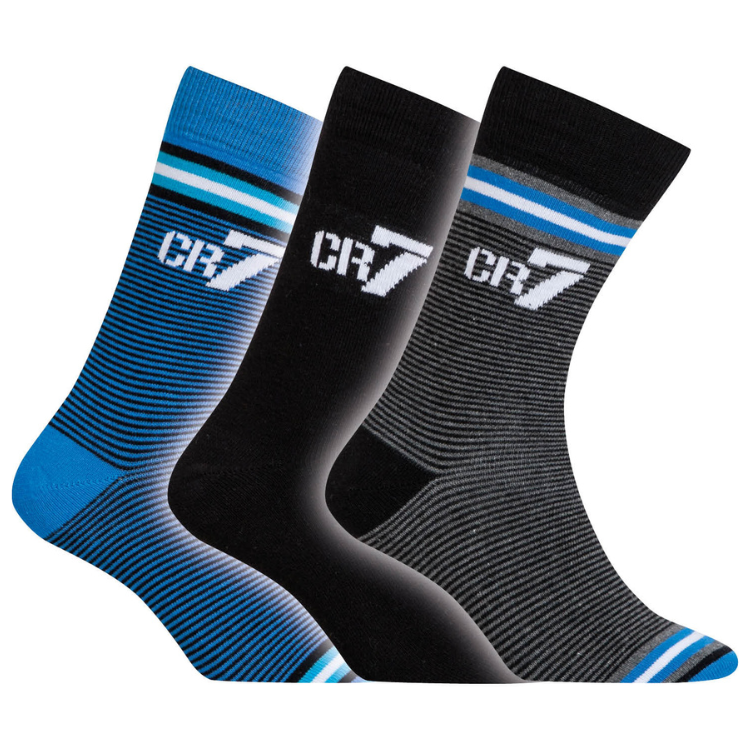 CR7 Socks 3 Pack Boys Fine Stripes Mix – official CR7 underwear Europe mycr7.eu
