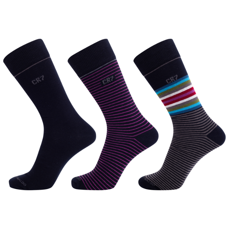 CR7 Socks 3 Pack Men Black Stripes Mix – official CR7 underwear Europe mycr7.eu