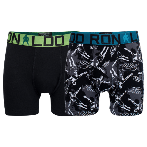 CR7 Trunks 2 Pack Boys Black Grey Mix – official CR7 underwear Europe mycr7.eu